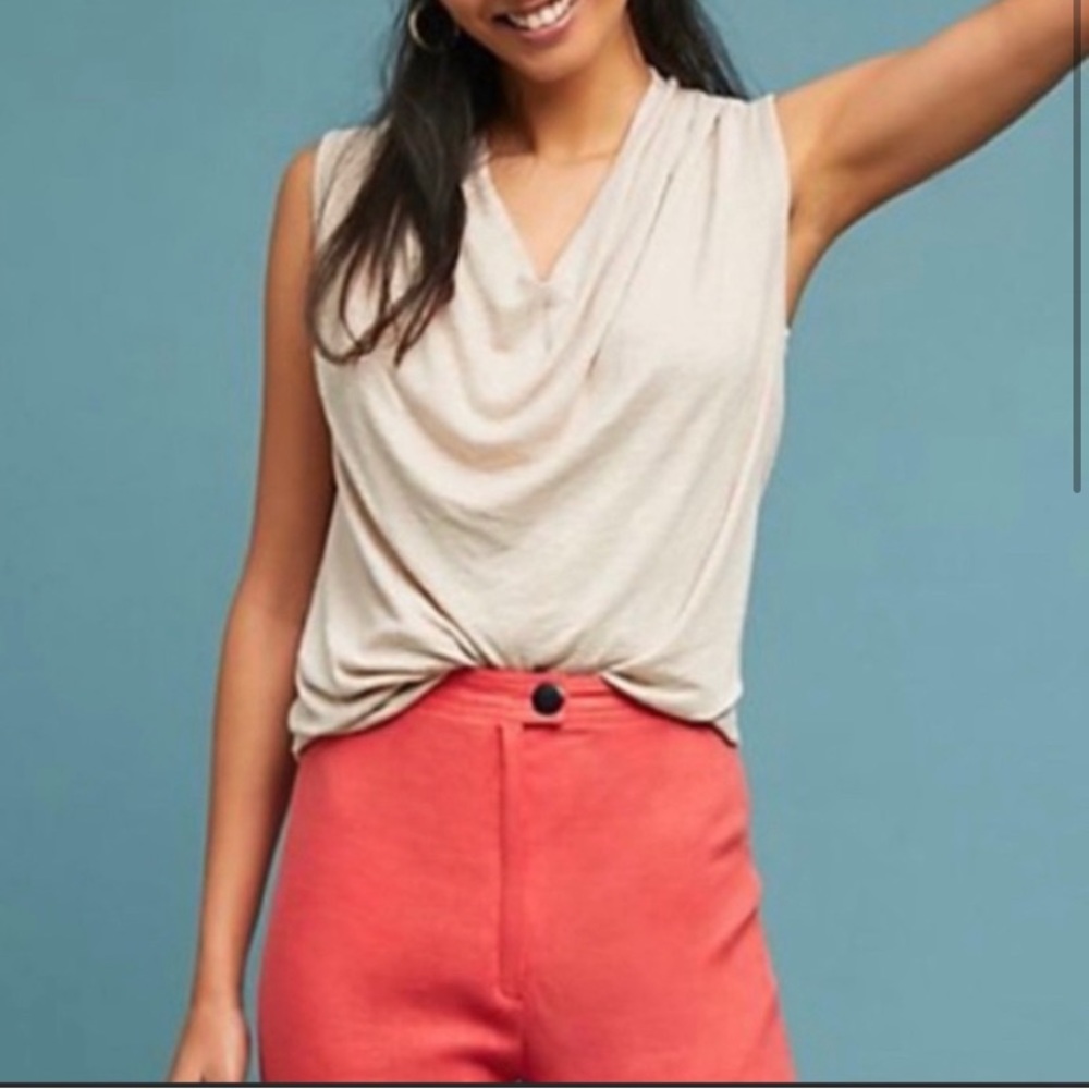 Akemi & Kin Anthropologie Drape Neck Sleeveless Blouse Shell Top